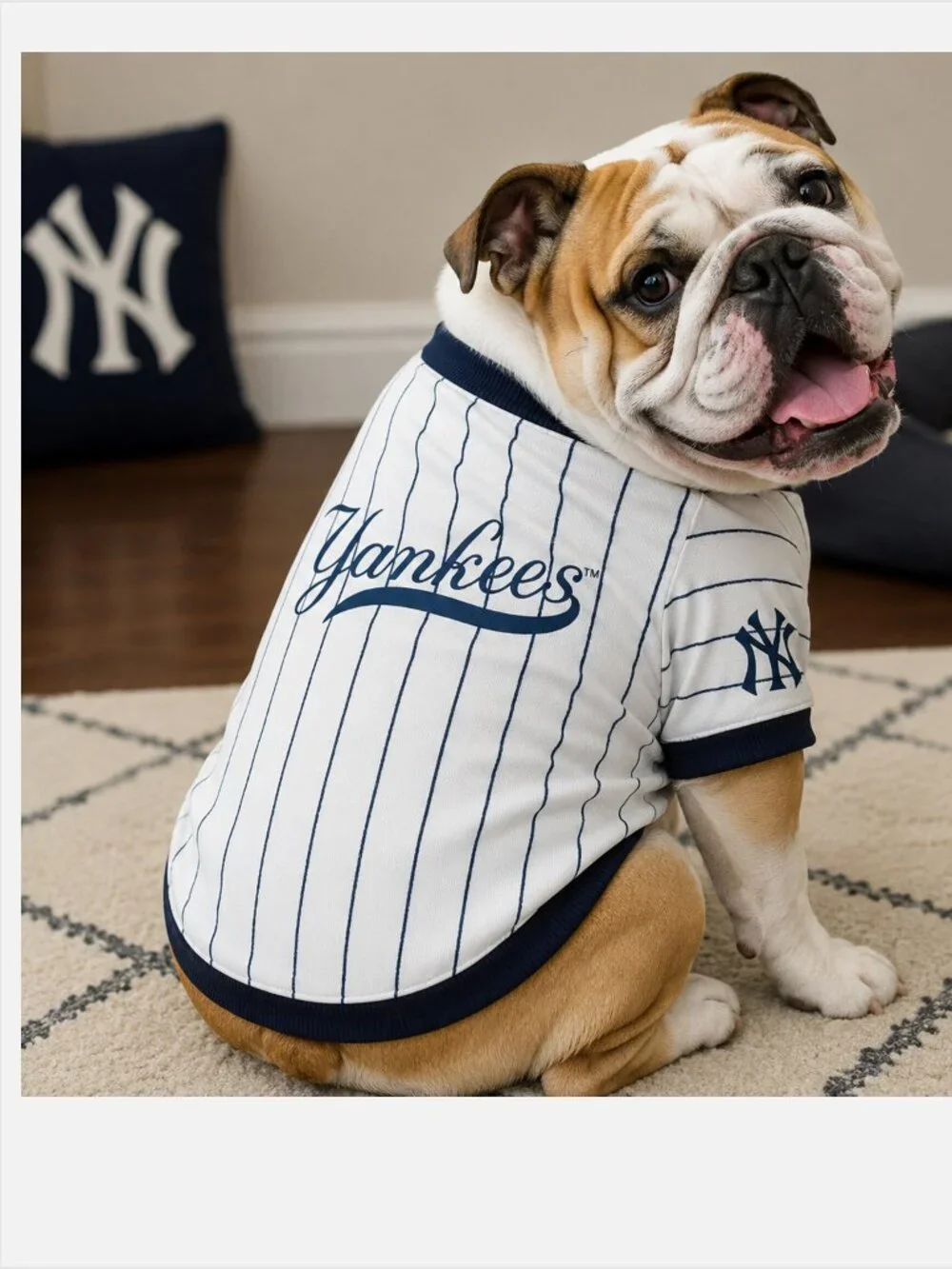 NWT New York Yankees Pet Jersey White/Navy Stripe Sz M